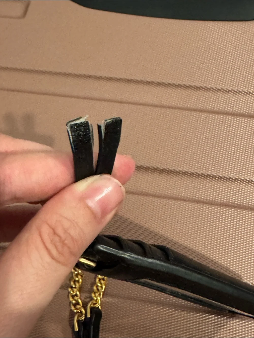 Tory Burch Black Leather Cardholder with Gold Chain Lanyard and Logo